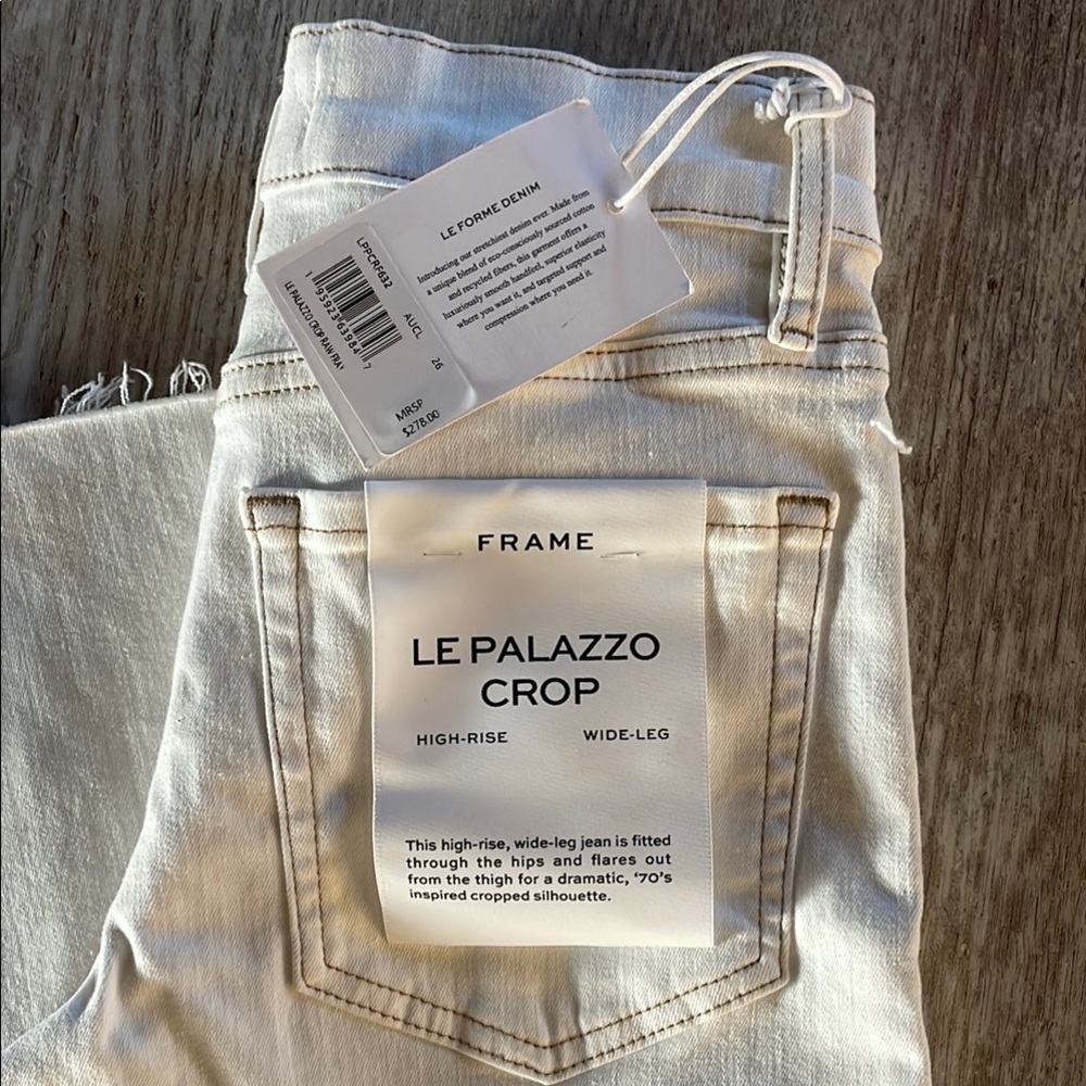 Frame Denim White Le Palazzo Crop Size 26